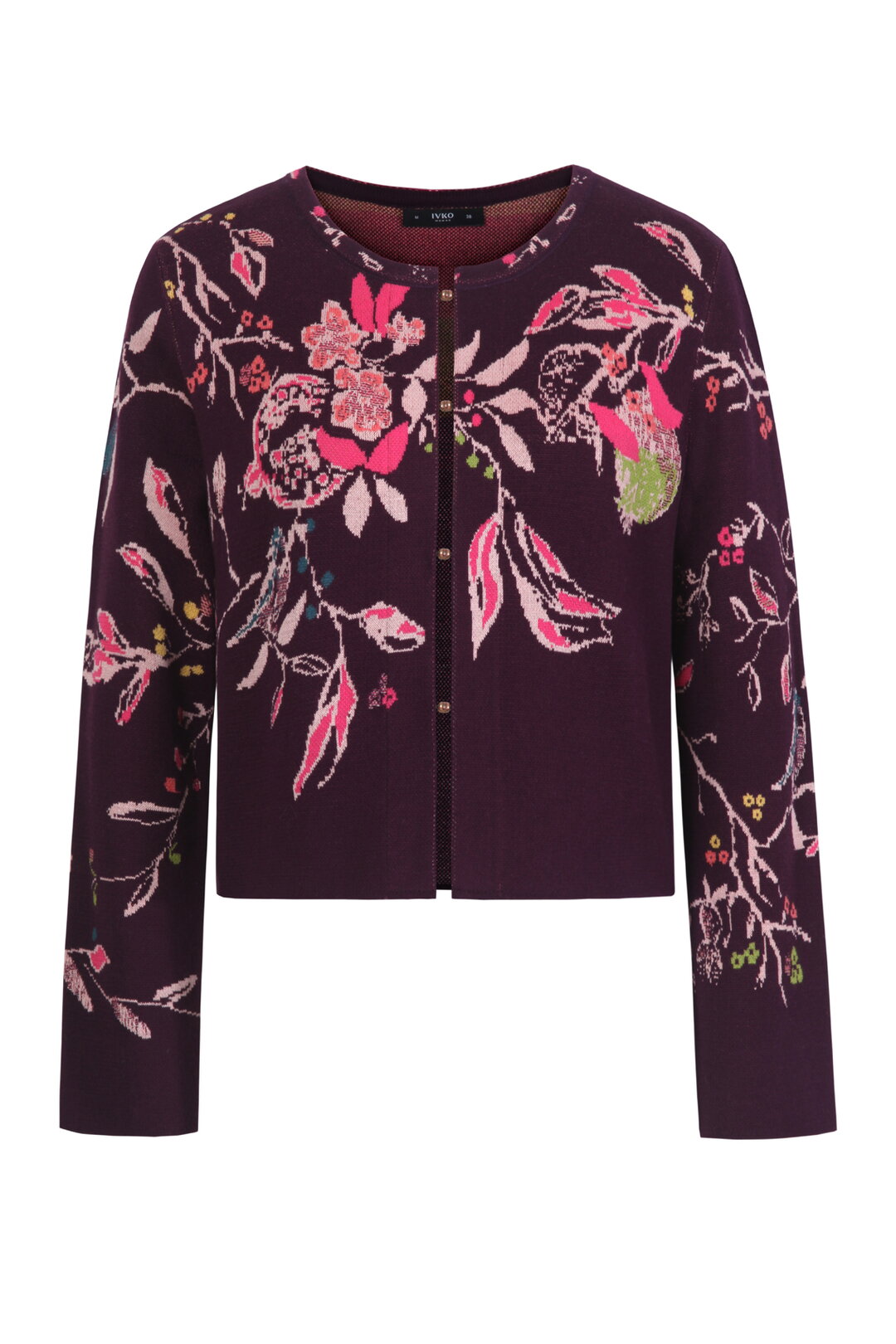 Jacquard Strickjacke, Floralmuster