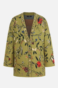 Strickjacke mit V-Ausschnitt, Floralmuster