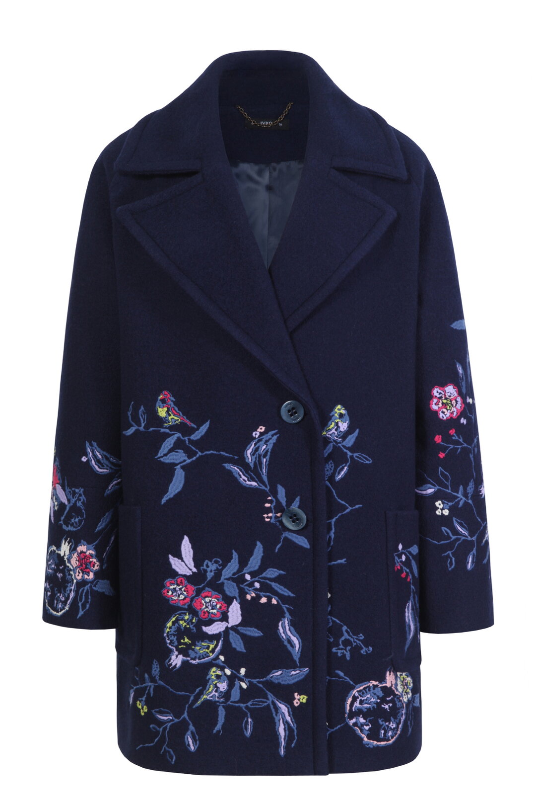 Boiled Wool Coat with Embroidery