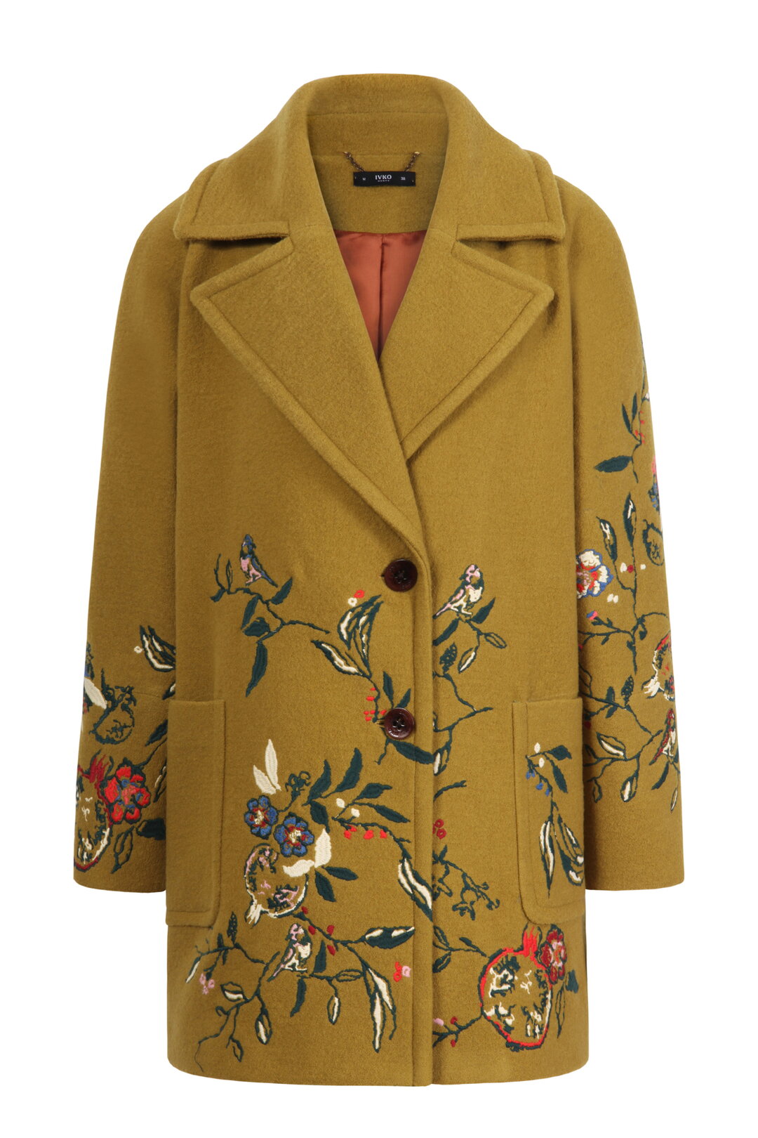 Boiled Wool Coat with Embroidery