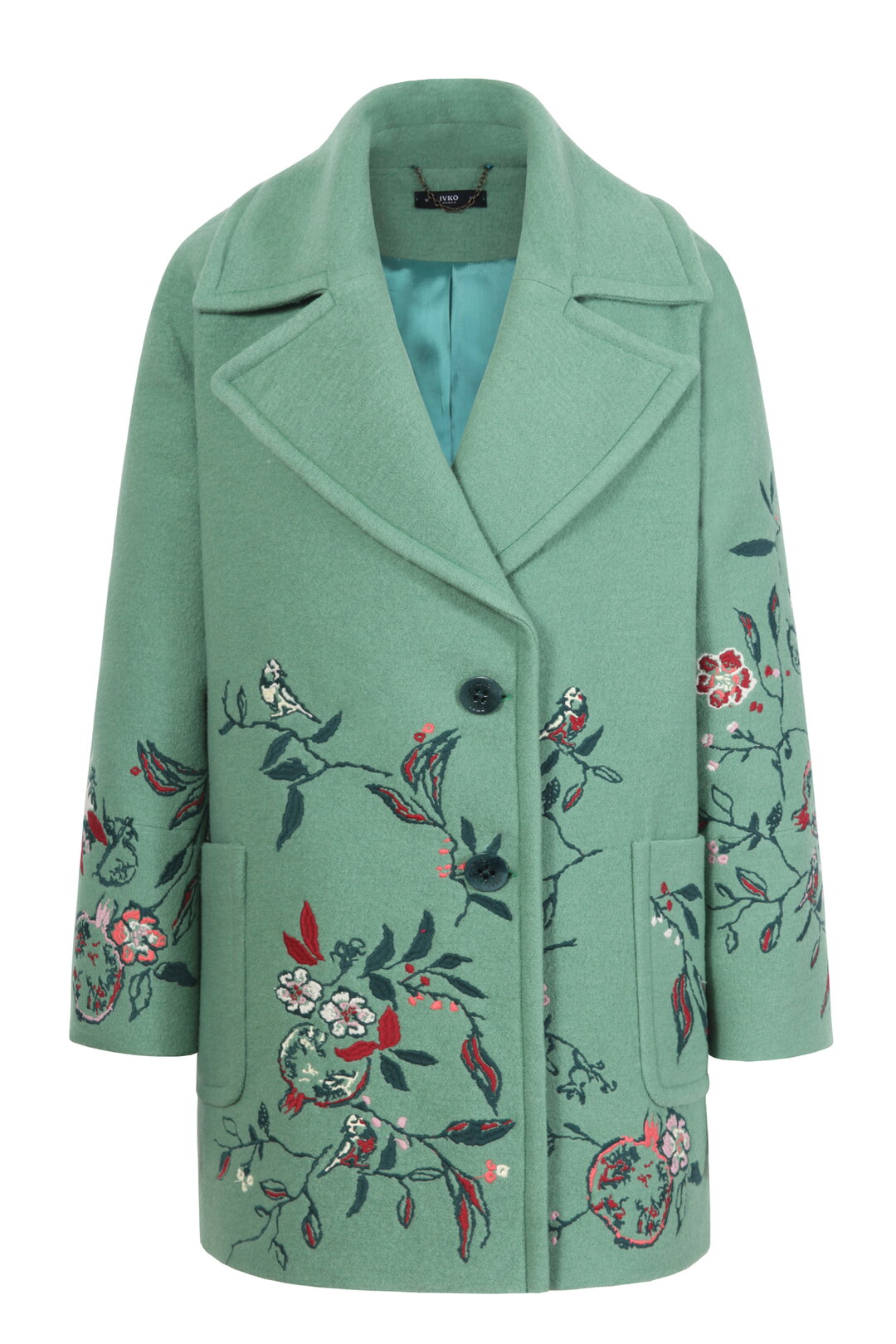 Boiled Wool Coat with Embroidery