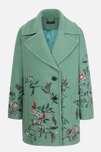 Boiled Wool Coat with Embroidery