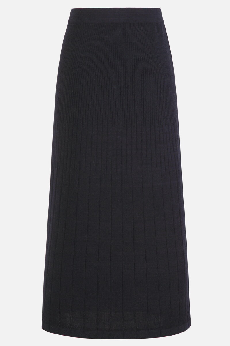 Multi-Stripe Soft Knit Midi Skirt