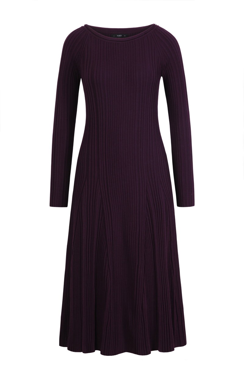 Ribbed Soft Knit Dress - Plum - Dresses and skirts - Ivko Woman
