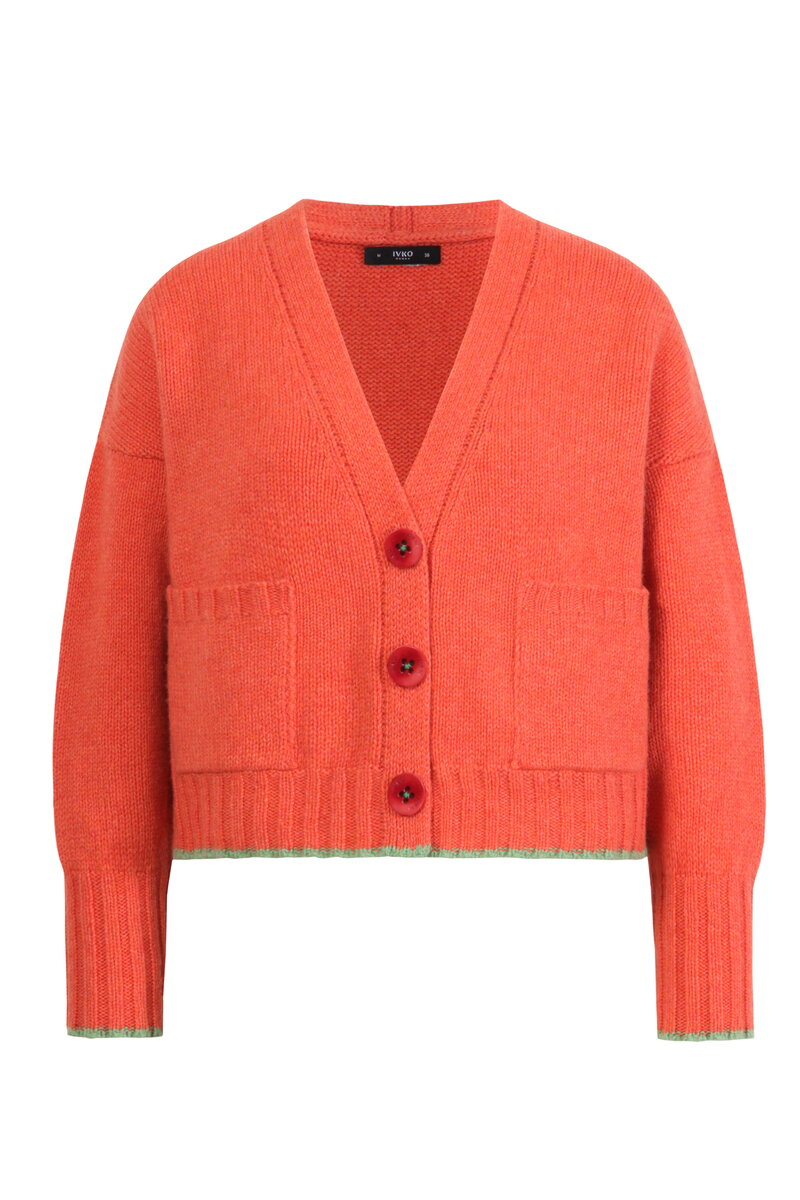 V-Neck Cardigan - Coral - Cardigans - Ivko Woman