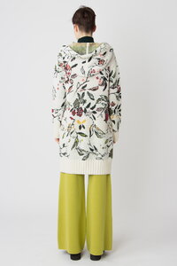 Jacquard-Manteljacke mit Kapuze, Floralmuster