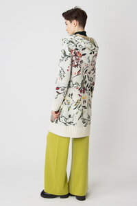 Jacquard-Manteljacke mit Kapuze, Floralmuster