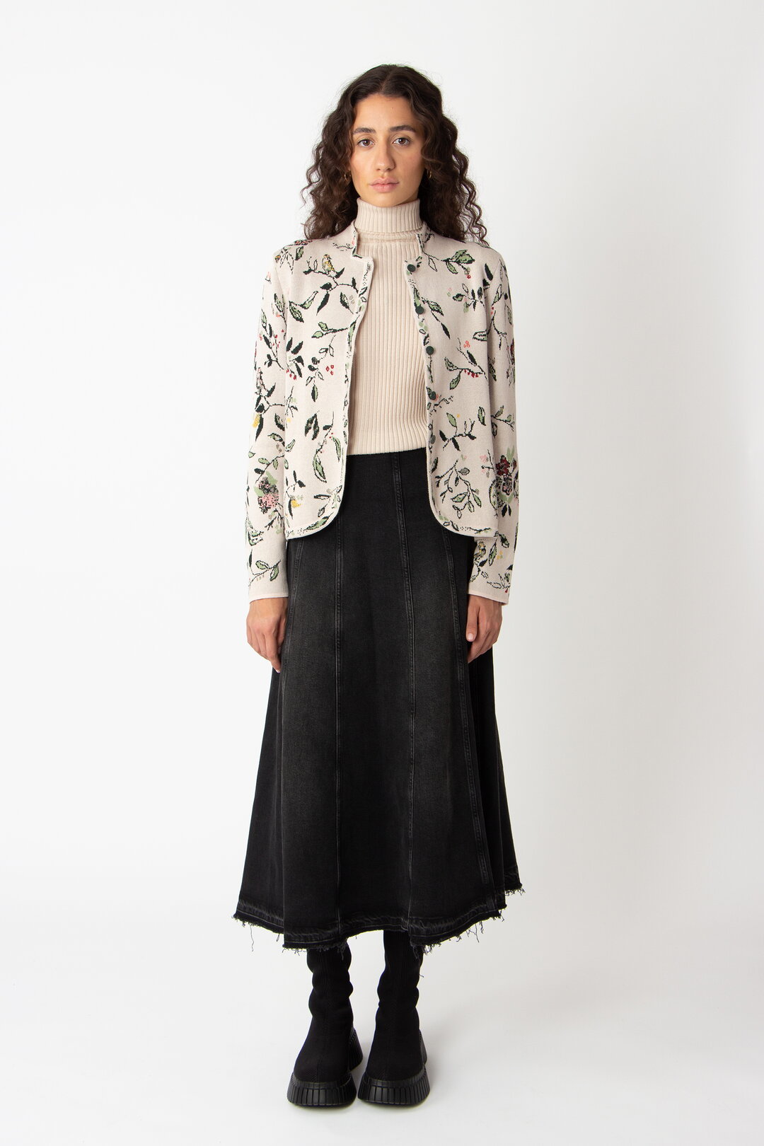 Jacquard-Jacke, Floralmuster