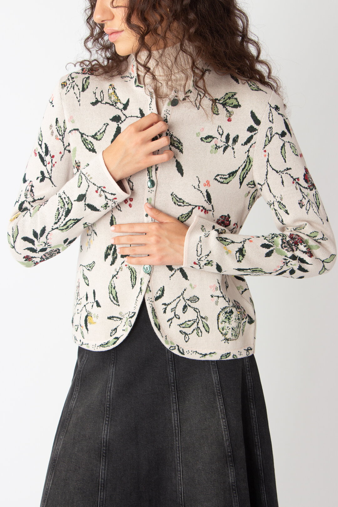 Jacquard-Jacke, Floralmuster