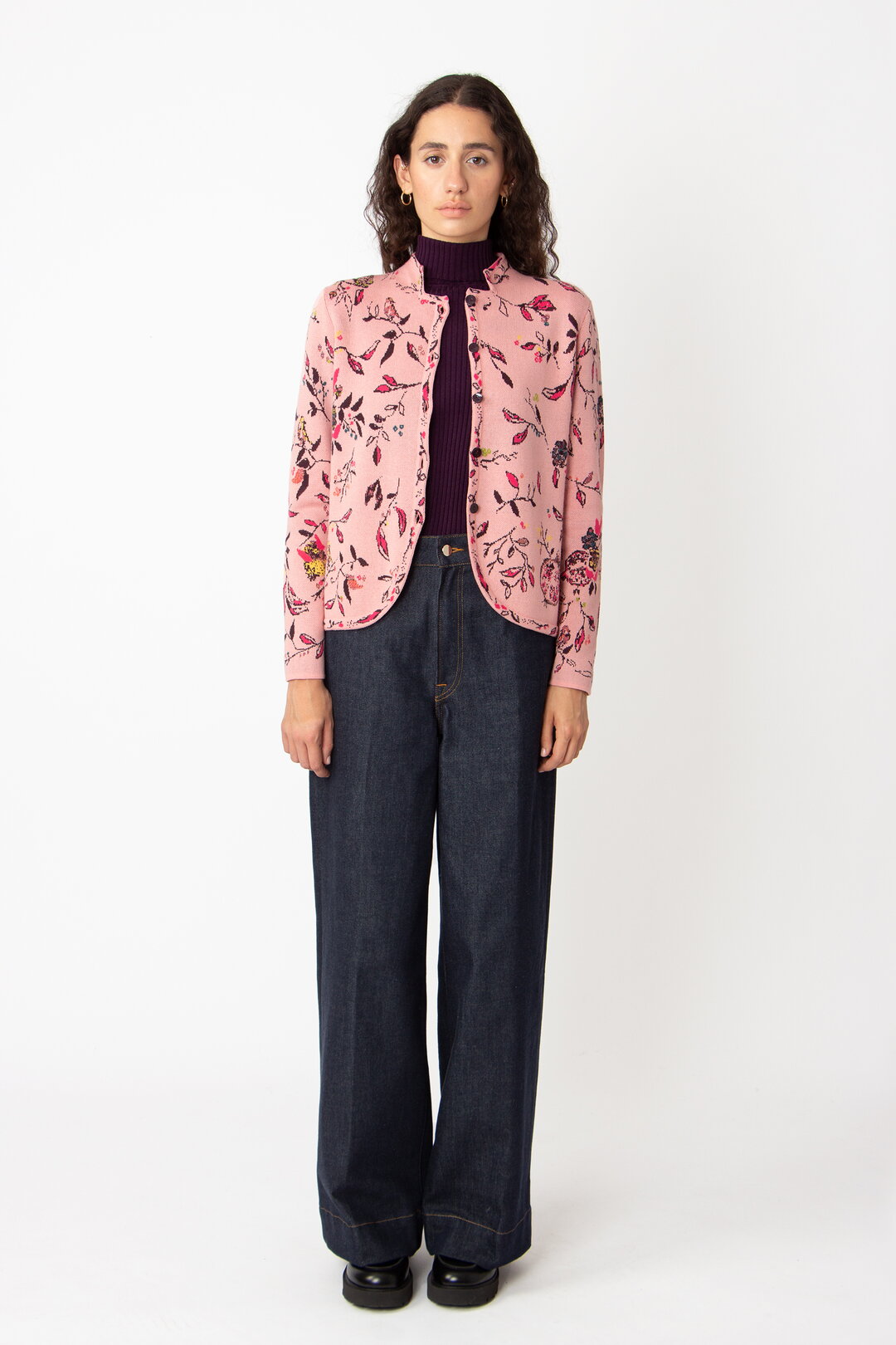 Jacquard-Jacke, Floralmuster