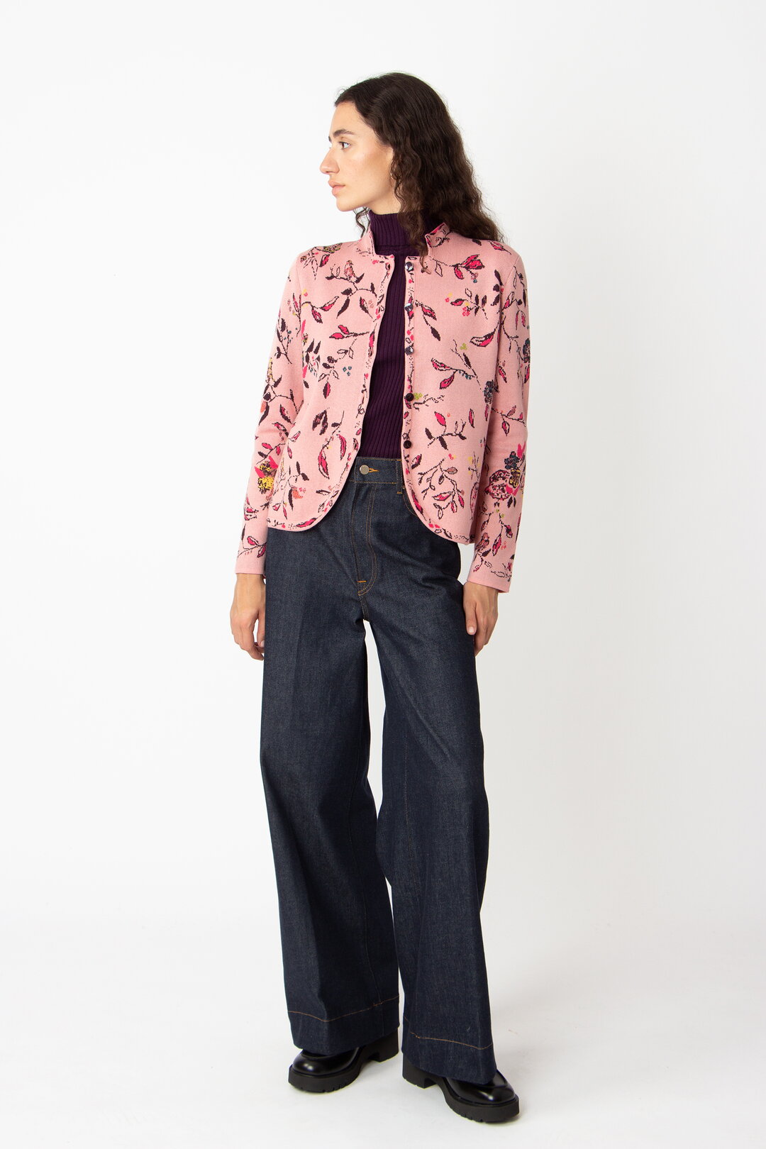 Jacquard-Jacke, Floralmuster