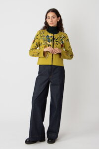 Jacquard Strickjacke, Floralmuster