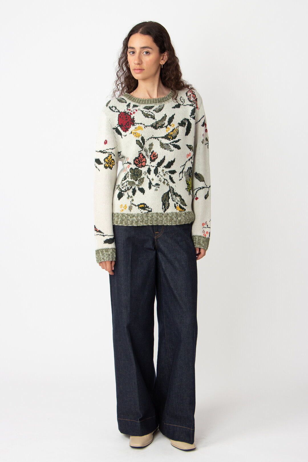 Jacquard Pullover, Floralmuster