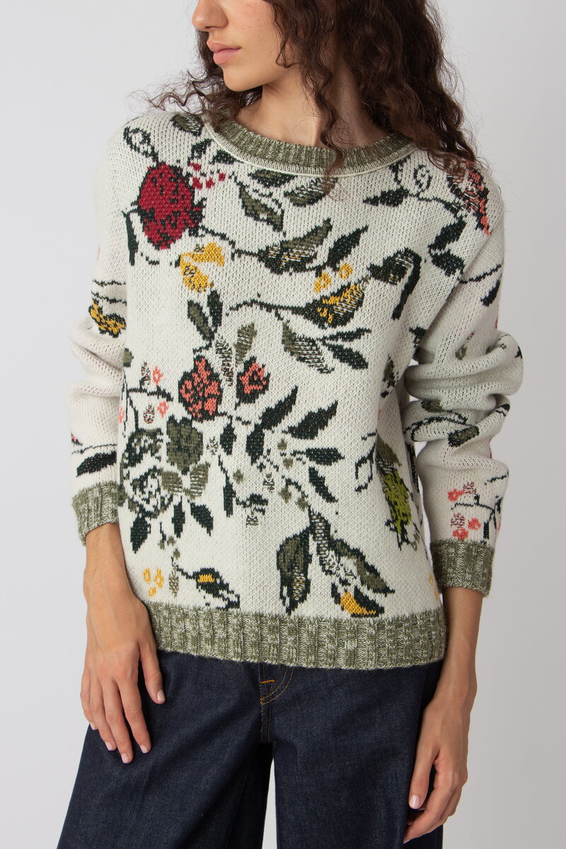 Jacquard Pullover, Floralmuster