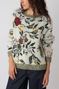 Jacquard Pullover, Floralmuster