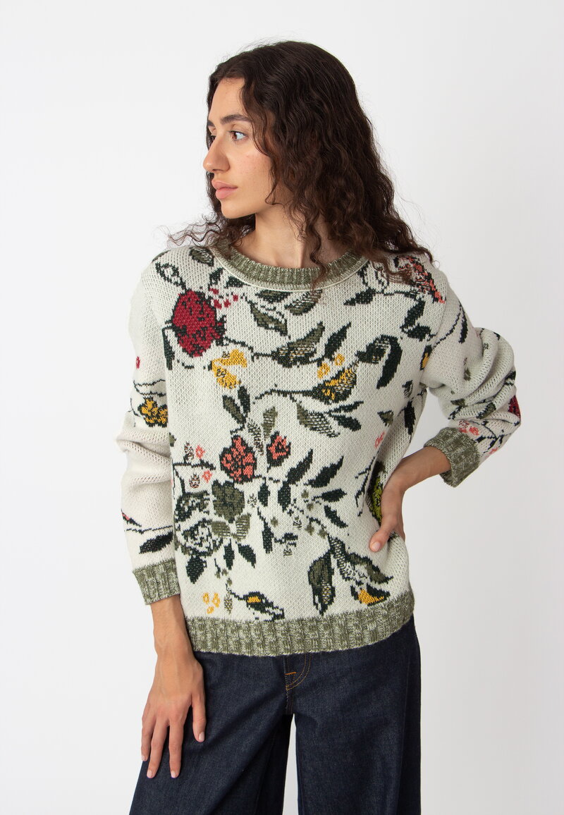Jacquard Pullover, Floralmuster - Off-White - Pullover - IVKO Woman