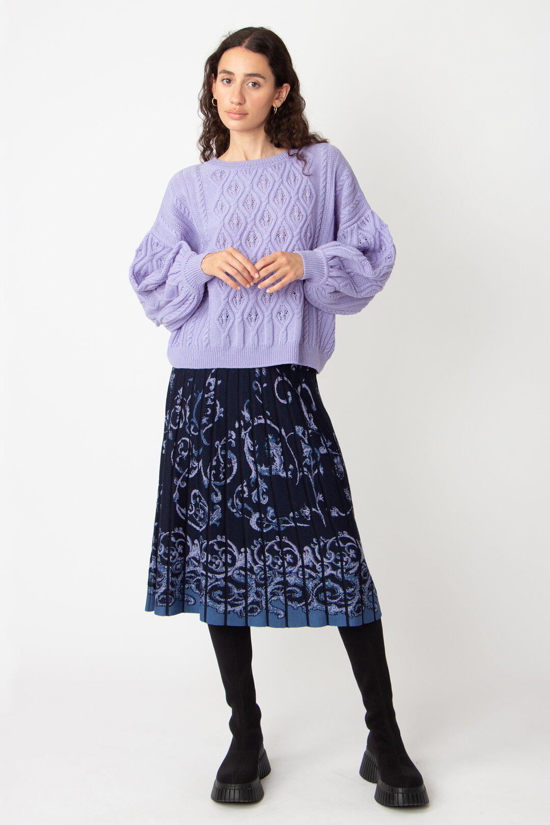 Jacquard Midi Skirt, Illumination Pattern