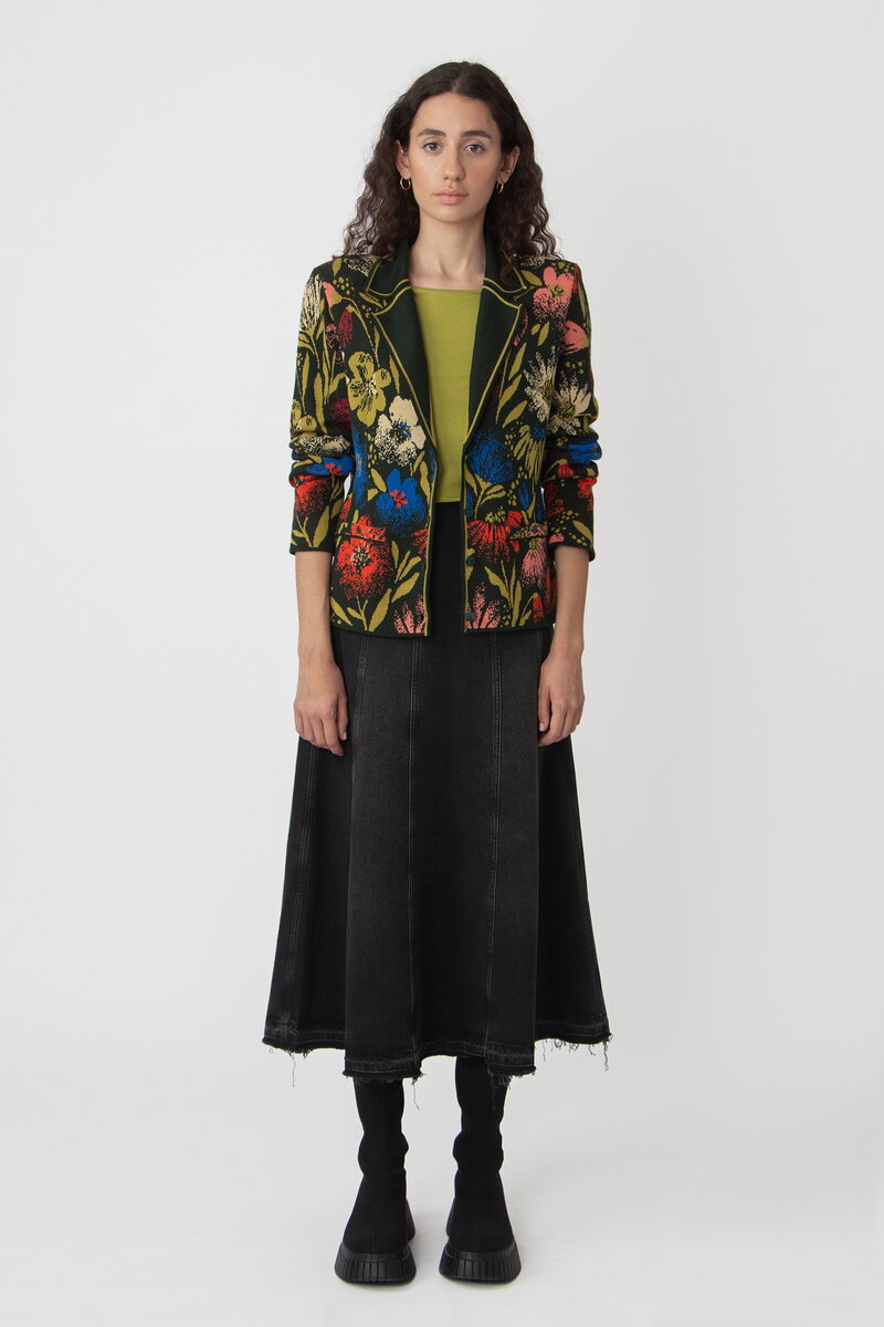 Jacquard-Jacke, Floralmuster