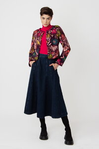 O-Neck Cardigan, Floral Pattern