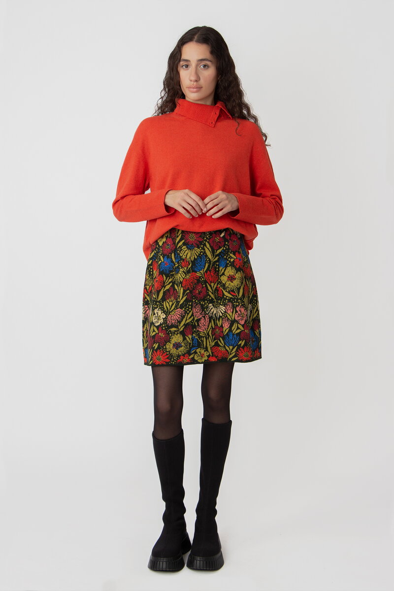 Jacquard Skirt, Floral Pattern