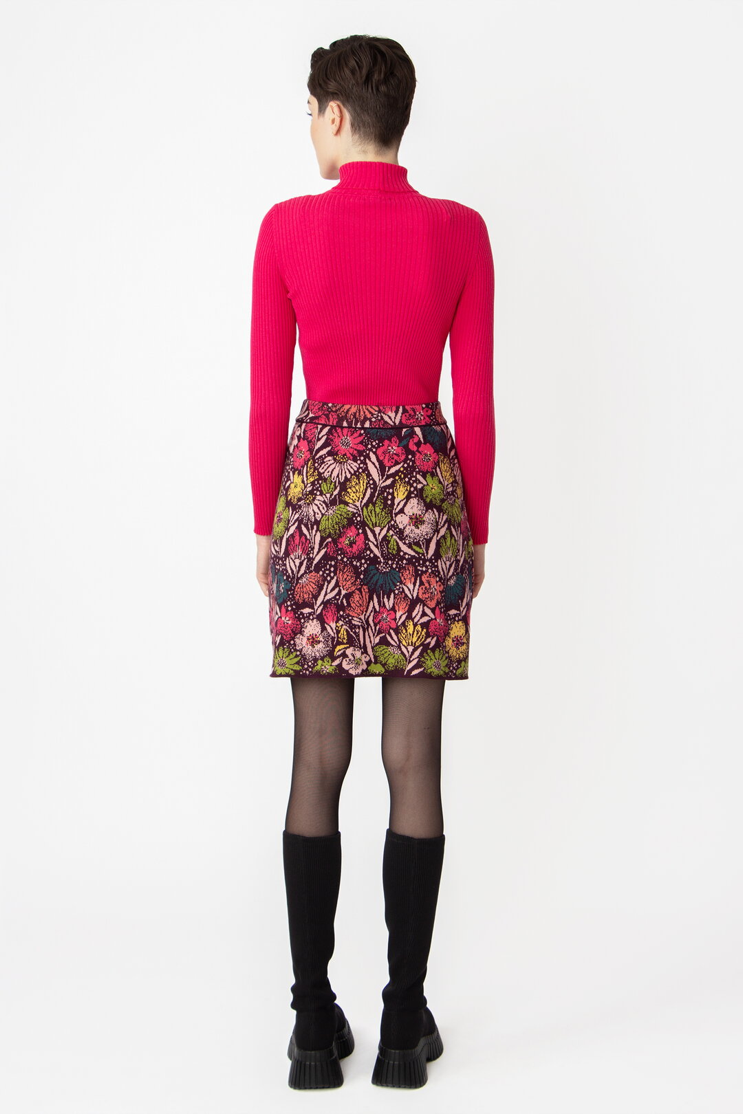 Jacquard Skirt, Floral Pattern