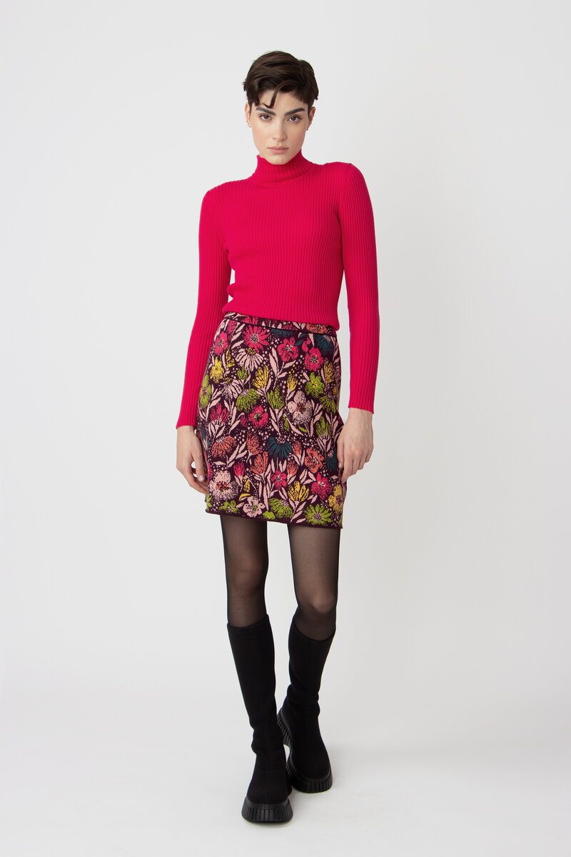 Jacquard Skirt, Floral Pattern