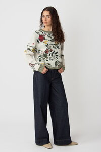 Jacquard Pullover, Floral Pattern