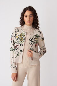 Jacquard Strickjacke, Floralmuster