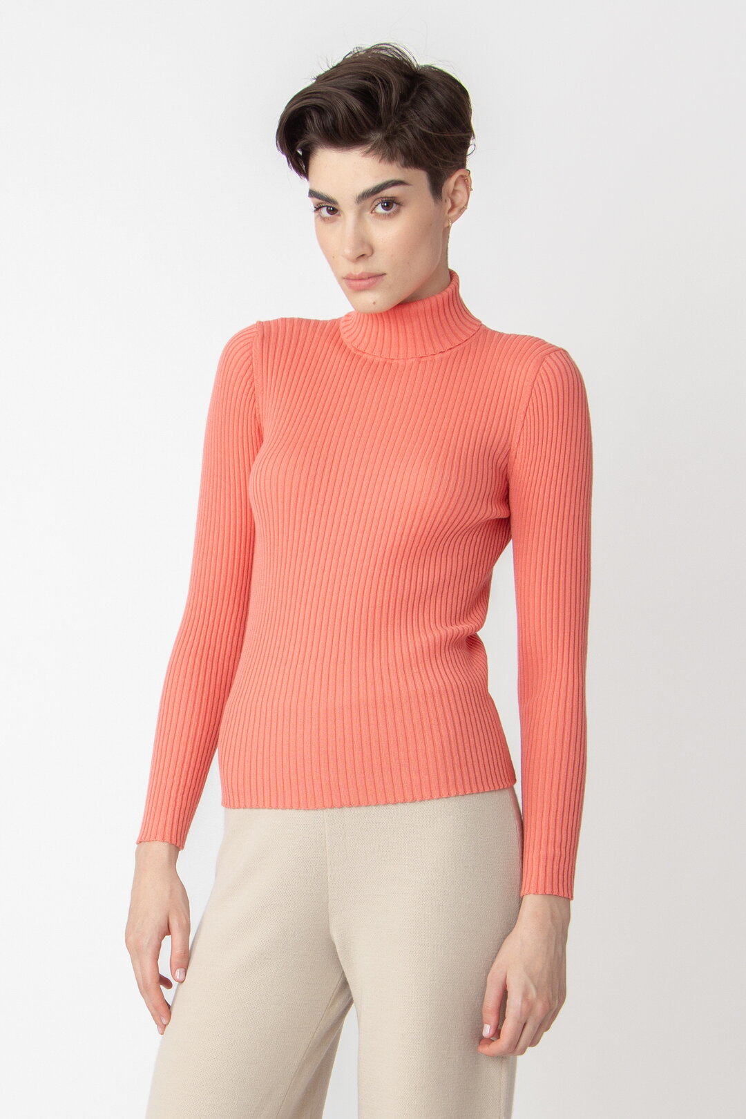 Gerippter Rollkragenpullover