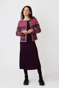 O-Neck Cardigan, Stripe Pattern