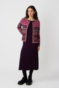 Strickjacke mit O-Ausschnitt, Streifenmuster