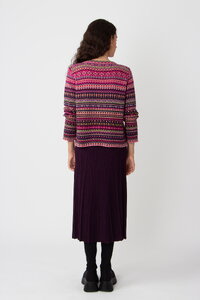 O-Neck Cardigan, Stripe Pattern