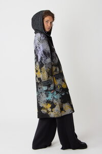 Jacquard Coat with Hoodie, Camouflage Pattern