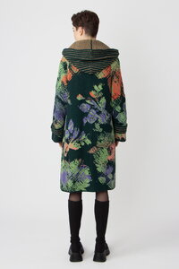 Jacquard Coat with Hoodie, Camouflage Pattern