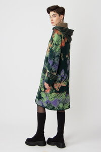 Jacquard Coat with Hoodie, Camouflage Pattern