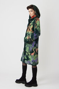 Jacquard Coat with Hoodie, Camouflage Pattern