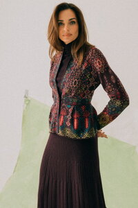 Jacquard Jacket, Ornement Pattern - Plum - Knitted Jackets Jacquard Jacket, Ornement Pattern - Plum - Knitted Jackets