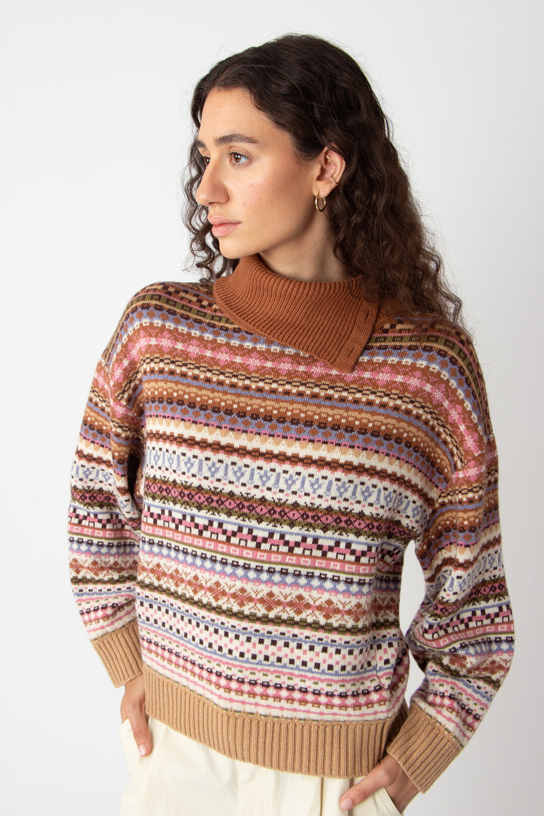 Rollneck Pullover, Stripe Pattern