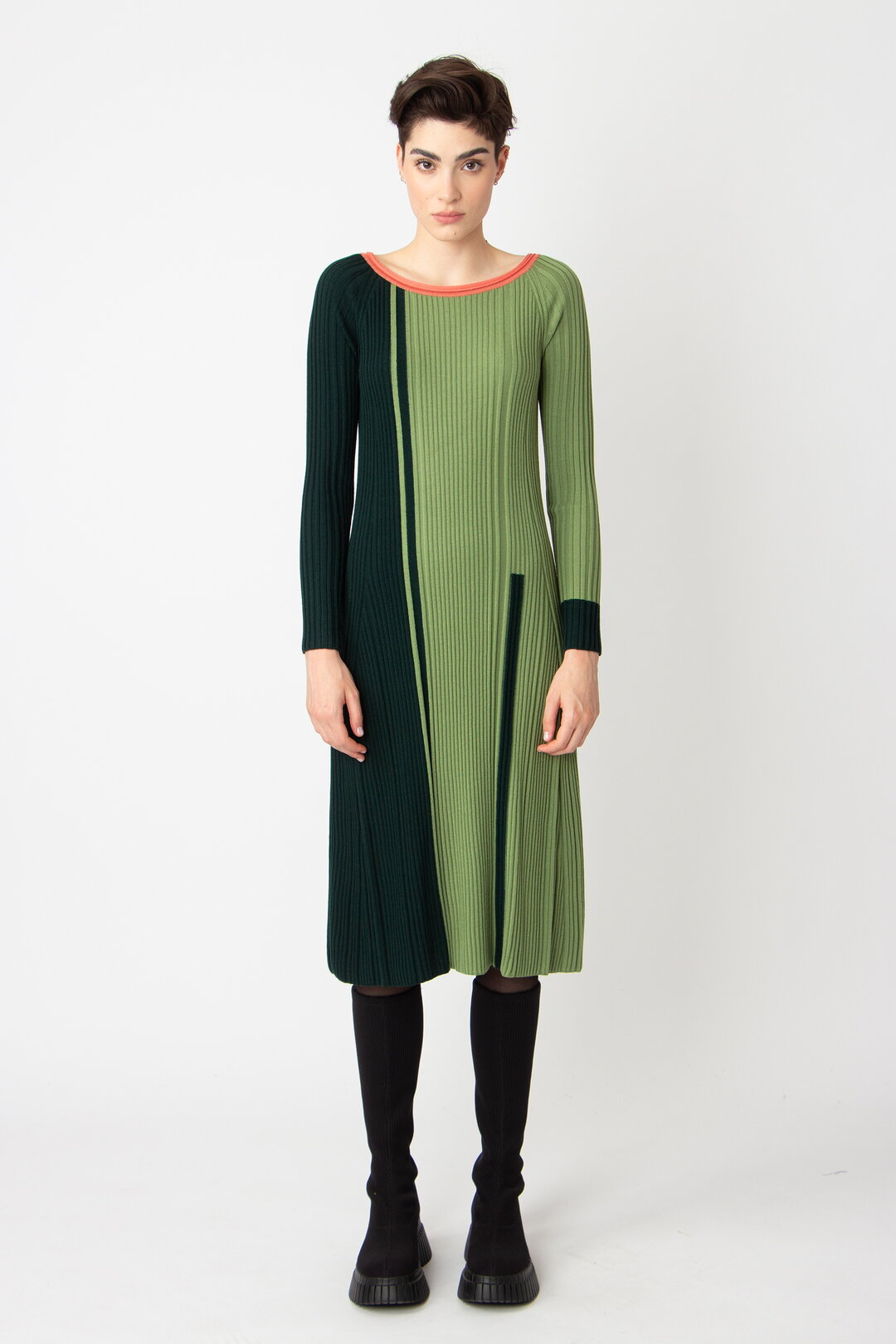 Jacquard Dress, Color Blocking