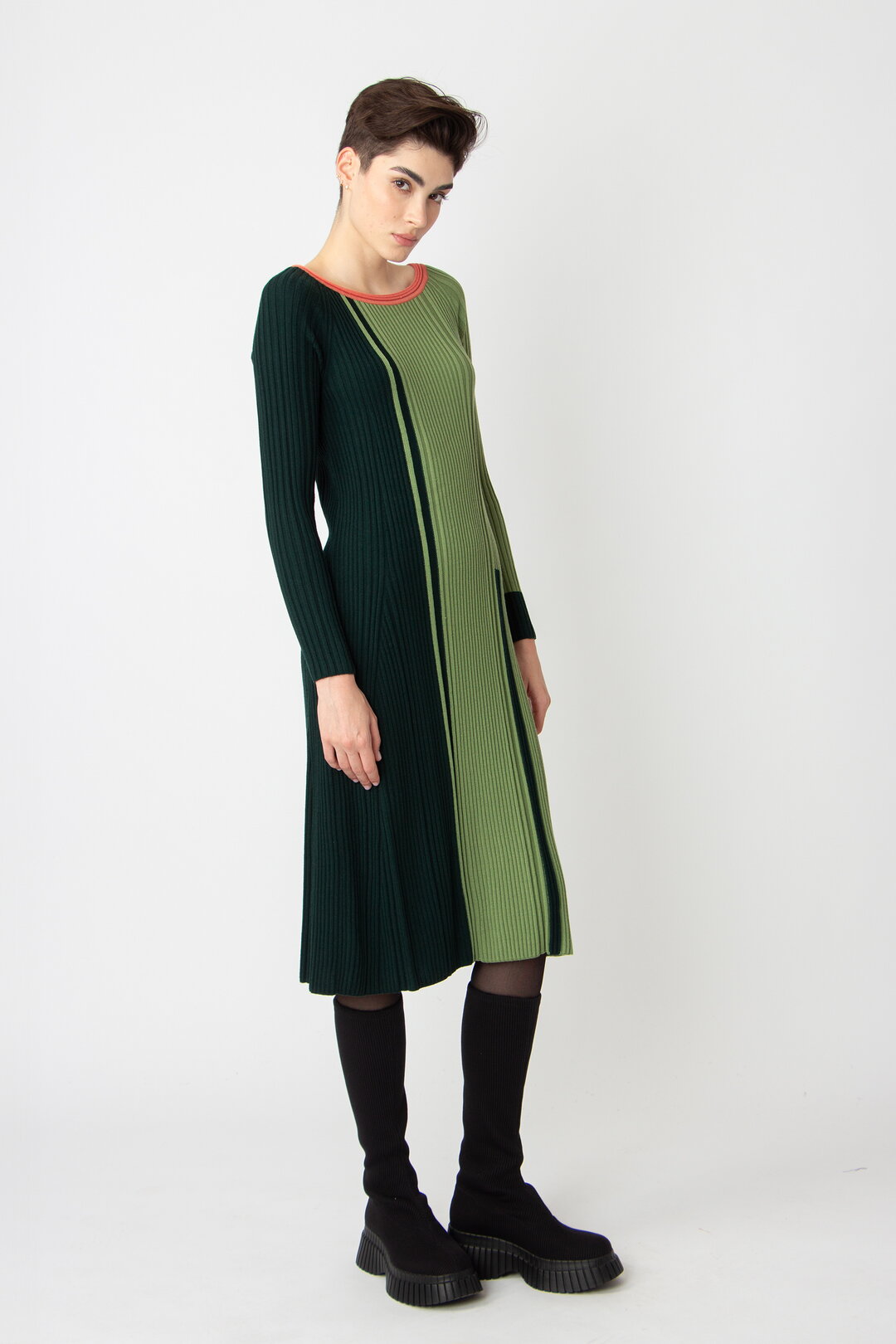 Jacquard Kleid, Color Blocking