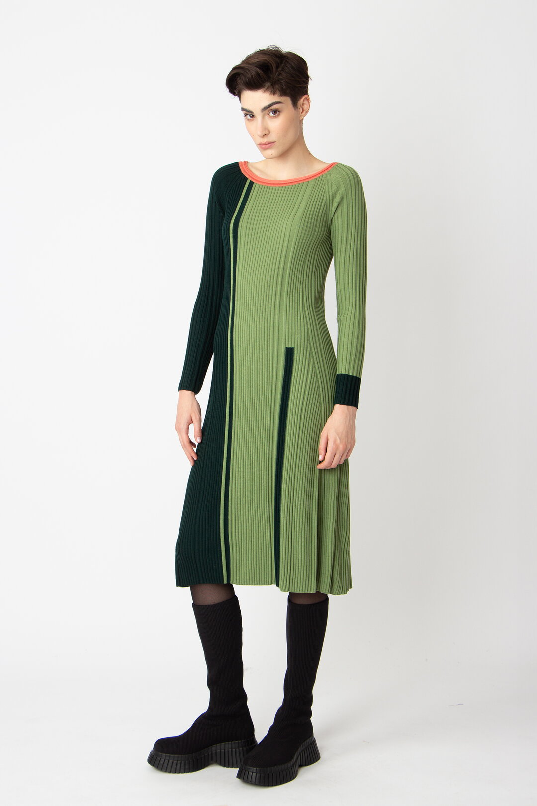 Jacquard Dress, Color Blocking