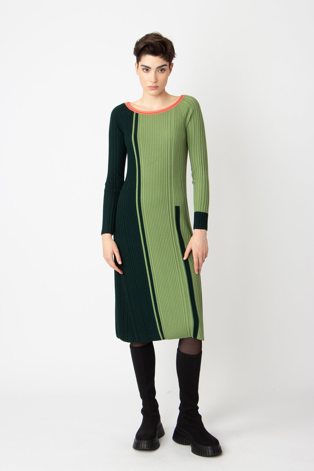 Jacquard Kleid, Color Blocking