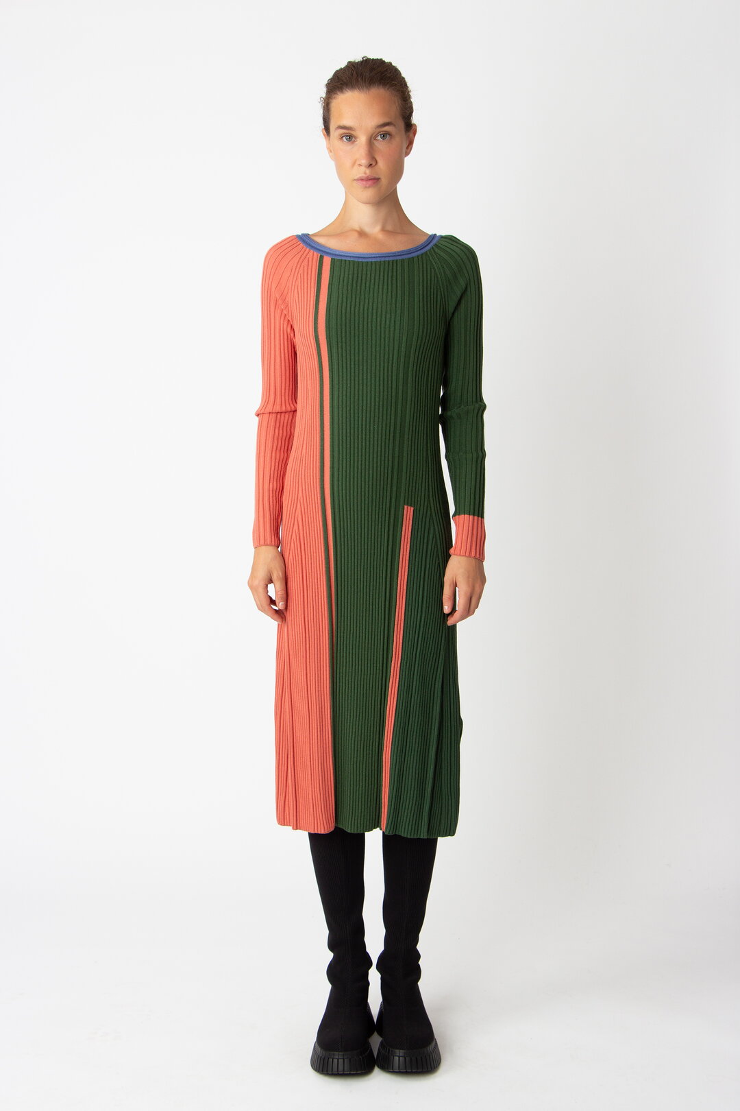 Jacquard Kleid, Color Blocking