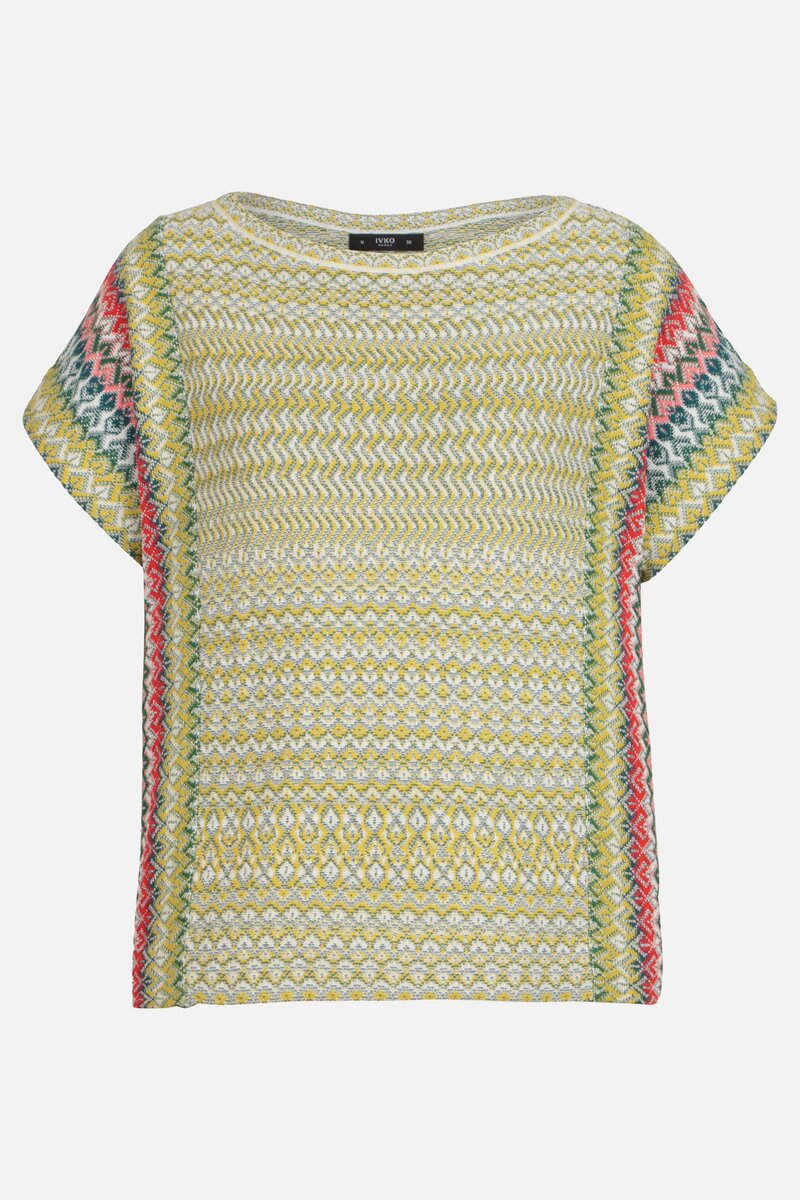 Pullover mit O-Ausschnitt, Retro Crochet Motiv
