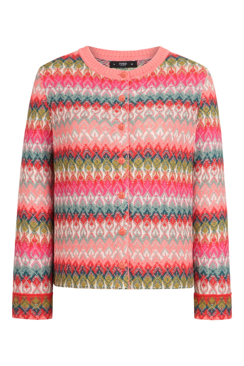 Strickjacke O-Ausschnitt, Retro Crochet Motiv
