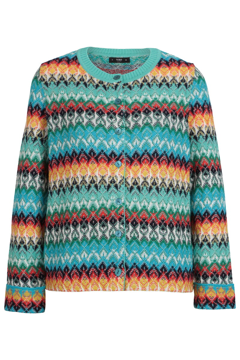 Strickjacke O-Ausschnitt, Retro Crochet Motiv