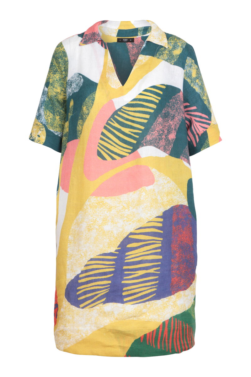 Printed Linen Dress, Maximalist Tropics Pattern