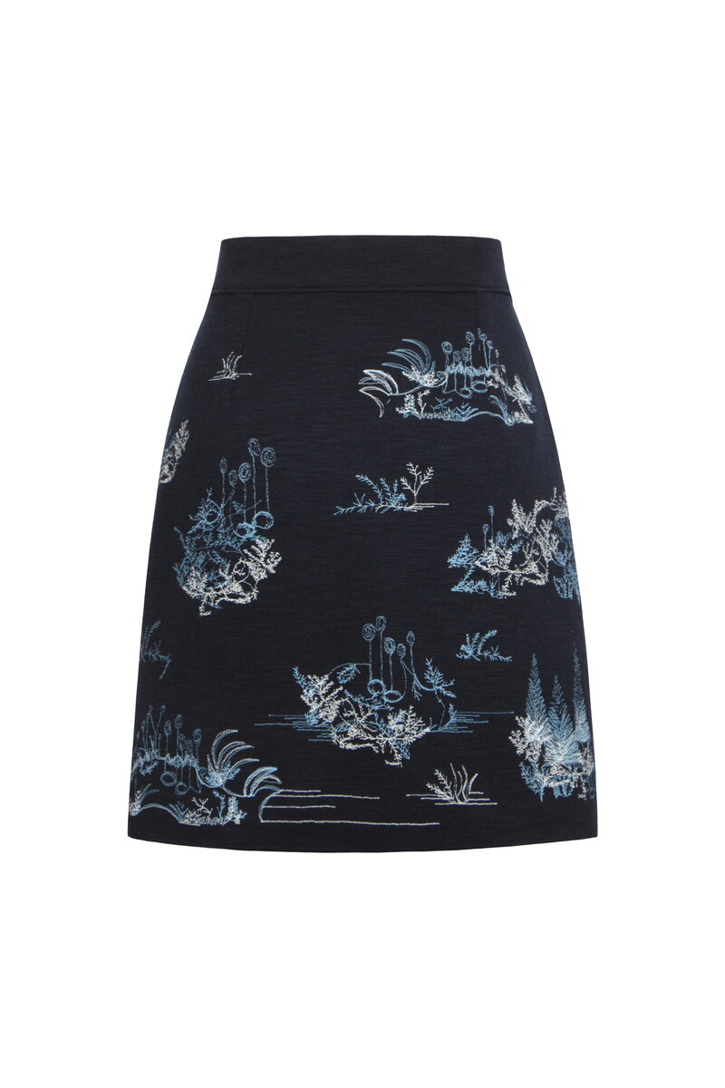 Skirt with Embroidery, Garden Nostalgic Pattern