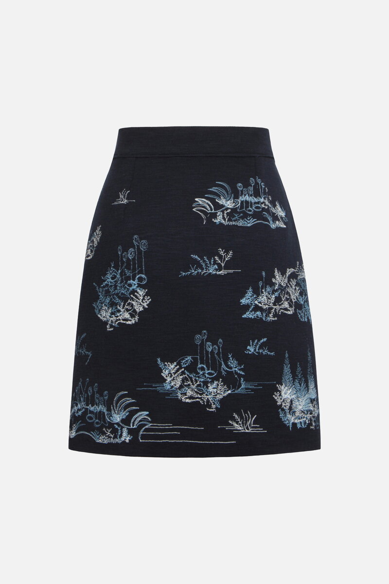 Skirt with Embroidery, Garden Nostalgic Pattern