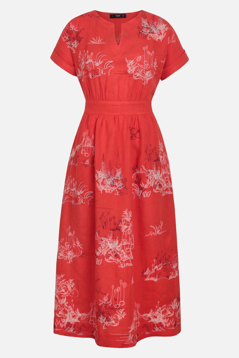 Leinenkleid, Garten Nostalgie Motiv